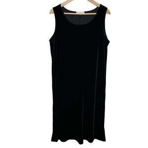 Spencer Alexis Velvet Midi Dress Womens Large Black Sleeveless Classic Cocktail